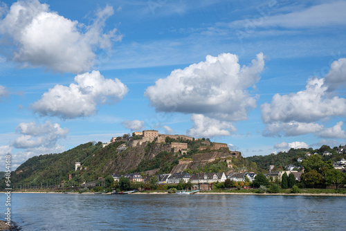 Fototapeta Naklejka Na Ścianę i Meble -  Fortress Ehrenbreitstein close to the Rhine river, Koblenz, Germany