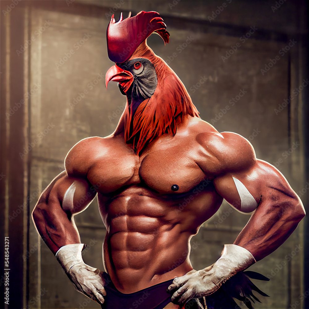 Rooster Bodybuilder Bodybuilder rooster Stock Illustration | Adobe Stock