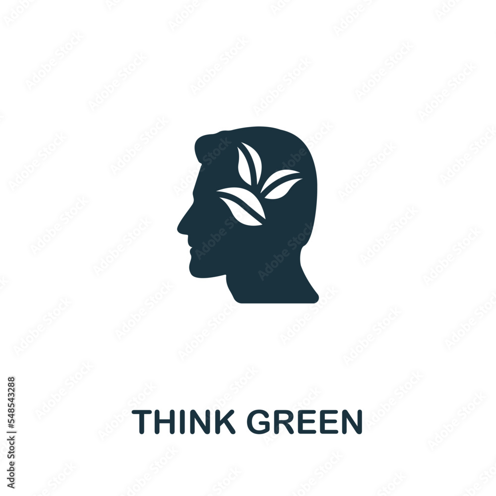 Think Green icon. Monochrome simple Sustainability icon for templates, web design and infographics Think Green icon. Monochrome simple Sustainability icon for templates, web design and infographics