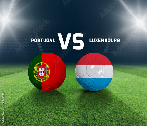 Soccer matchday template. Portugal vs Luxembourg Match day template. 3d rendering