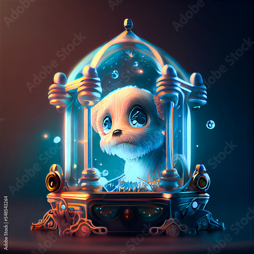 Sad puppy in a bell jar