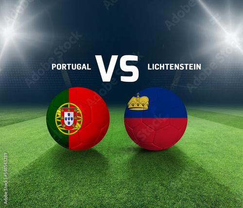 Soccer matchday template. Portugal vs Lichtenstein Match day template. 3d rendering