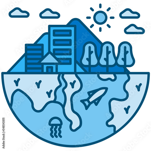 biodiversity blue line icon