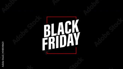 Black Friday label animation for retail and business promotion. Simple text effect footage overlay