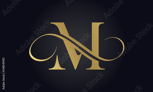Luxury Letter M Logo Template In Gold Color. Initial Luxury M Letter Logo Design. Beautiful Logotype Design For Luxury Company Branding.