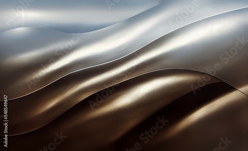 Futuristic metal texture background. Stainless steel, chrome, chromium, silver, aluminium, golden, gold, blue neon elements.