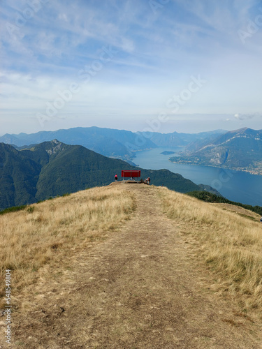 the big red bench placed on the mountain in a panoramic position © Daniele