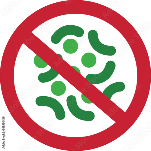 Germs free icon. Red no disease sign