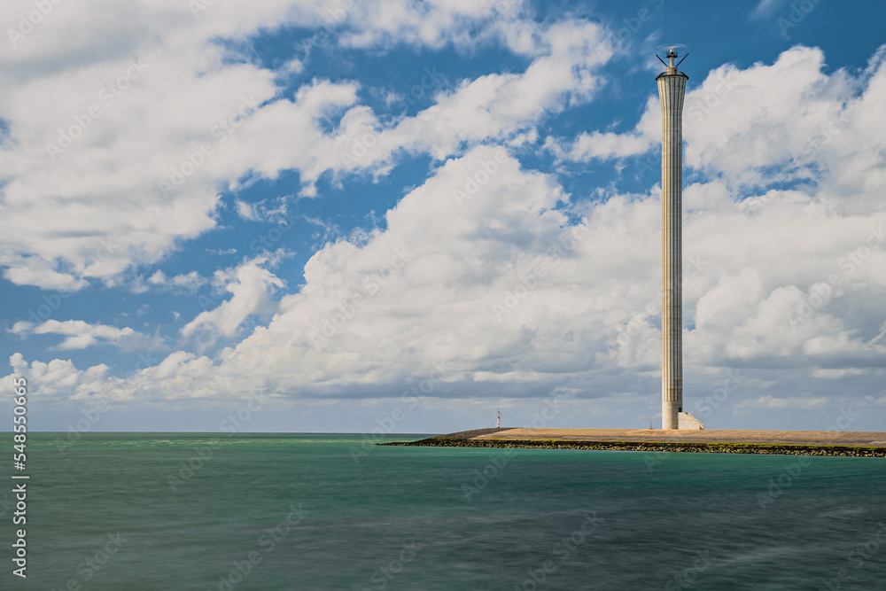 Radar tower, highest in Europe 'de Lange Neel' in dutch seascape landscape