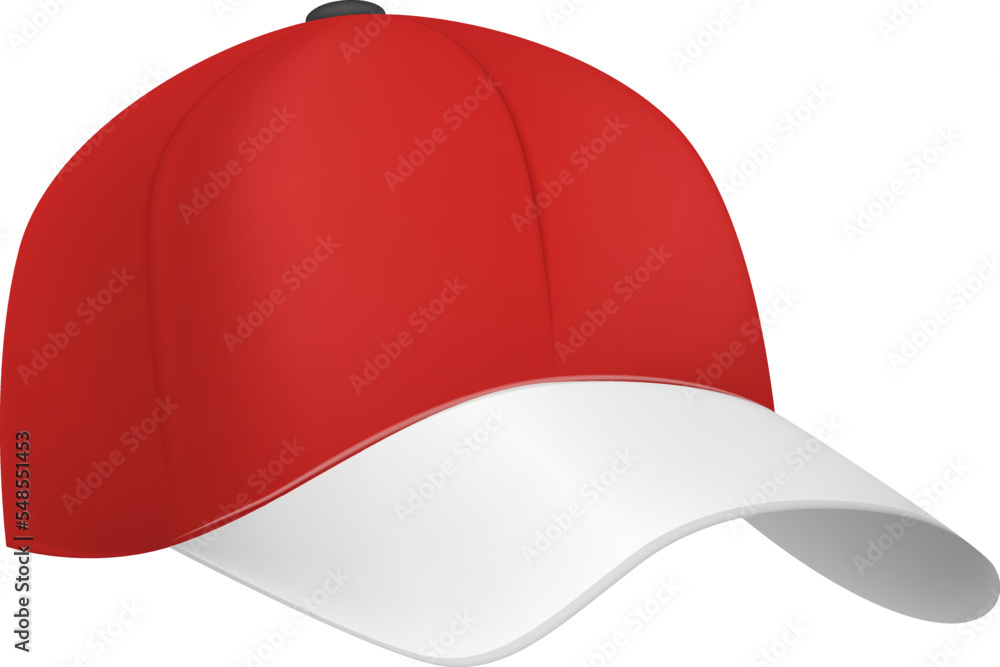 Red realistic cap. Blank baseball hat mockup Red realistic cap. Blank baseball hat mockup