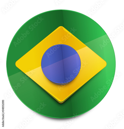 ícone bandeira do brasil estilo 3d em vetor para copa do mundo rumo ao hexa