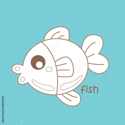 Alphabet F For Fish Digital Stamp