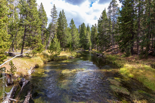 River near Old Faithul Geyser at Yellowstone national Park.