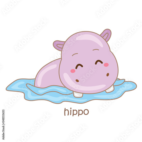 Alphabet H For Hippo Illustration Vector Clipart 