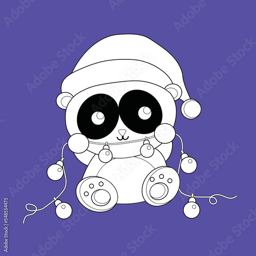 Christmas Animal Panda Digital Stamp