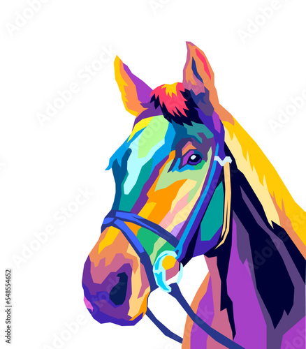 Horse pop art isolated white background