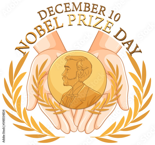 Nobel Prize Day template design with  a person drawn on it illustrated background