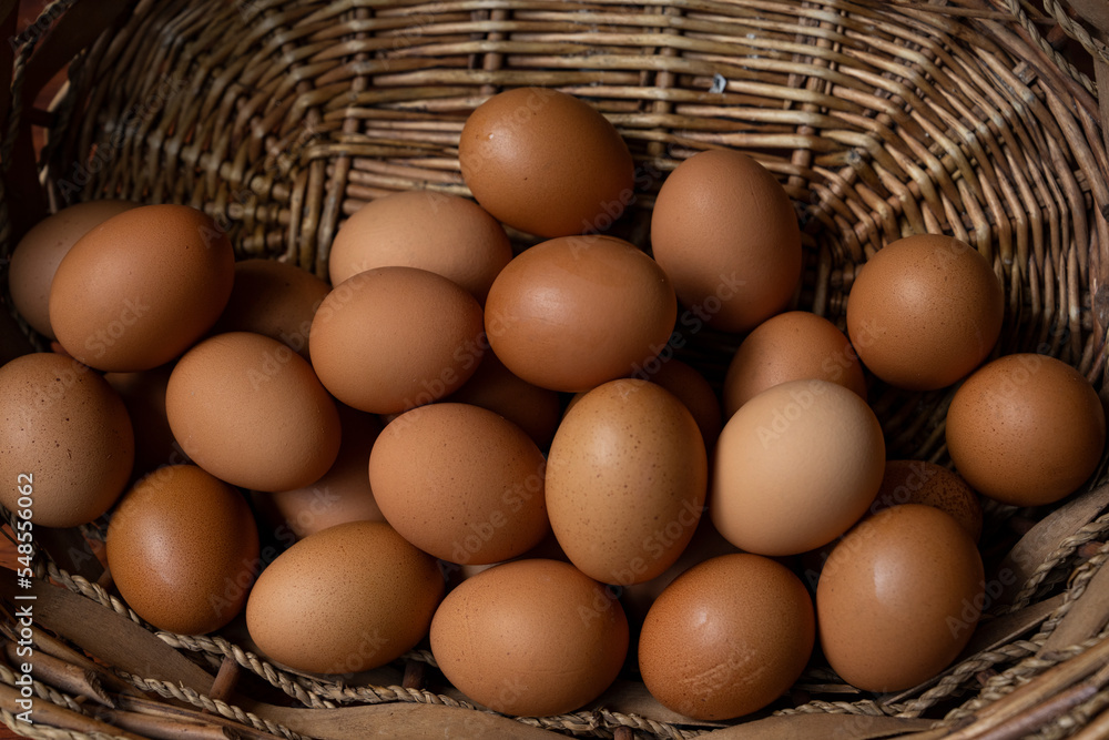 Brown Eggs and Egg Yolk in a Basket, Uskudar Istanbul, Turkey Brown Eggs and Egg Yolk in a Basket, Uskudar Istanbul, Turkey