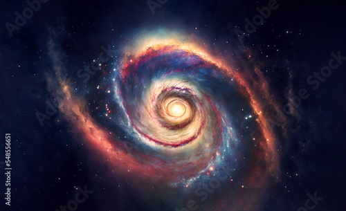 Abstract art. Colorful painting art of a fantasy galaxy in space. Background illustration. Digital art image.