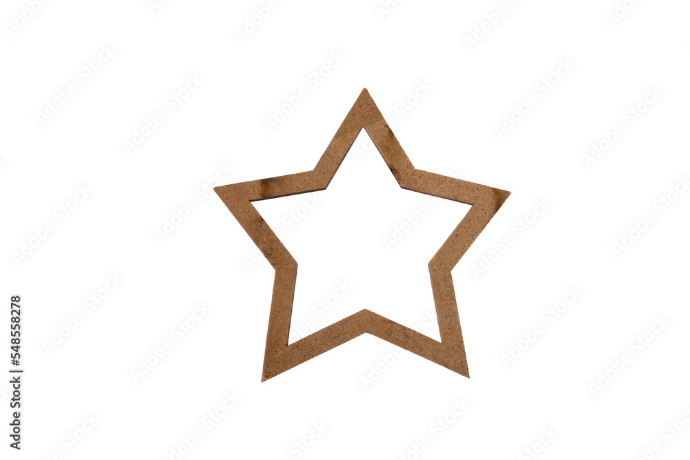Christmas wooden star isolate. Christmas decor on a white background