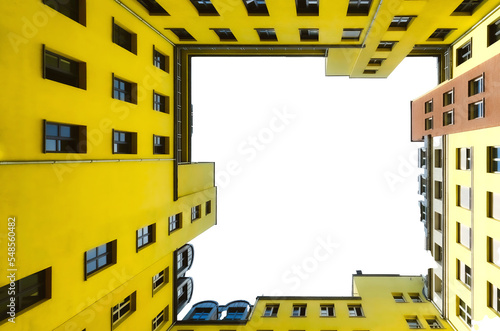 yellow building with transparence background isolated