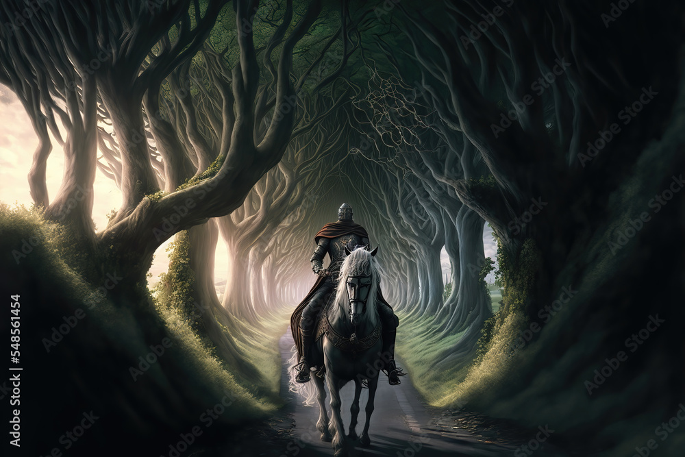 AI generated image of a medieval knight in shining armor riding his ...