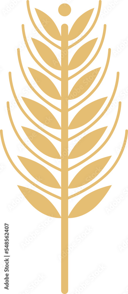 Wheat silhouette. Agricultural emblem. Farm crop symbol