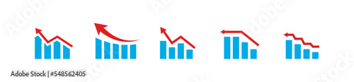 Growing graph icons set. Vector illustration. 