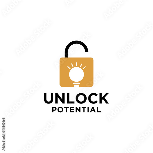 unlock potential human logo design.open padlock keyhole vector