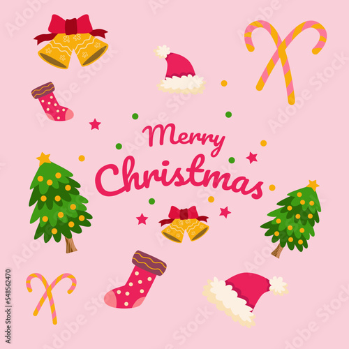 set of christmas elements