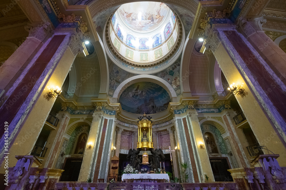 Interior of the Sanctuary of Tindari basilica of Black Madonna Nera Sicily, Italy