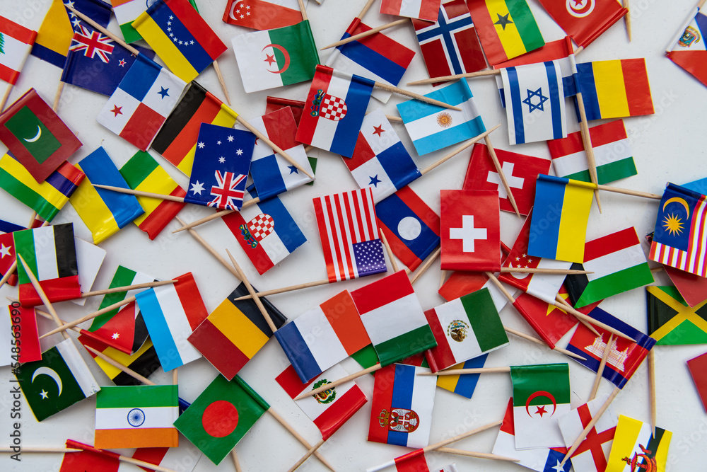 Small toothpick maps of many different countries on a white background. Small toothpick maps of many different countries on a white background.