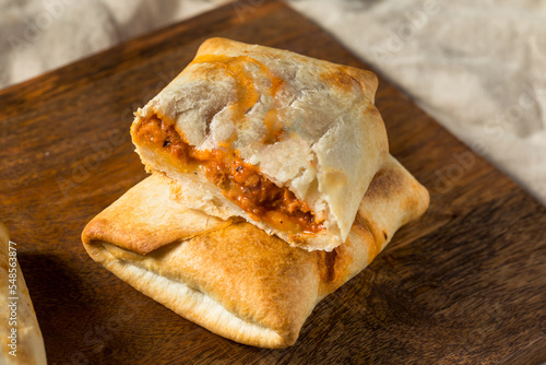 Canvas Print Homemade Fast Food PIzza Puff Pocket