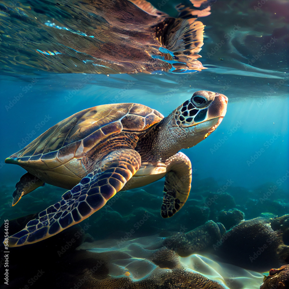 Fototapeta premium sea turtle swimming in water