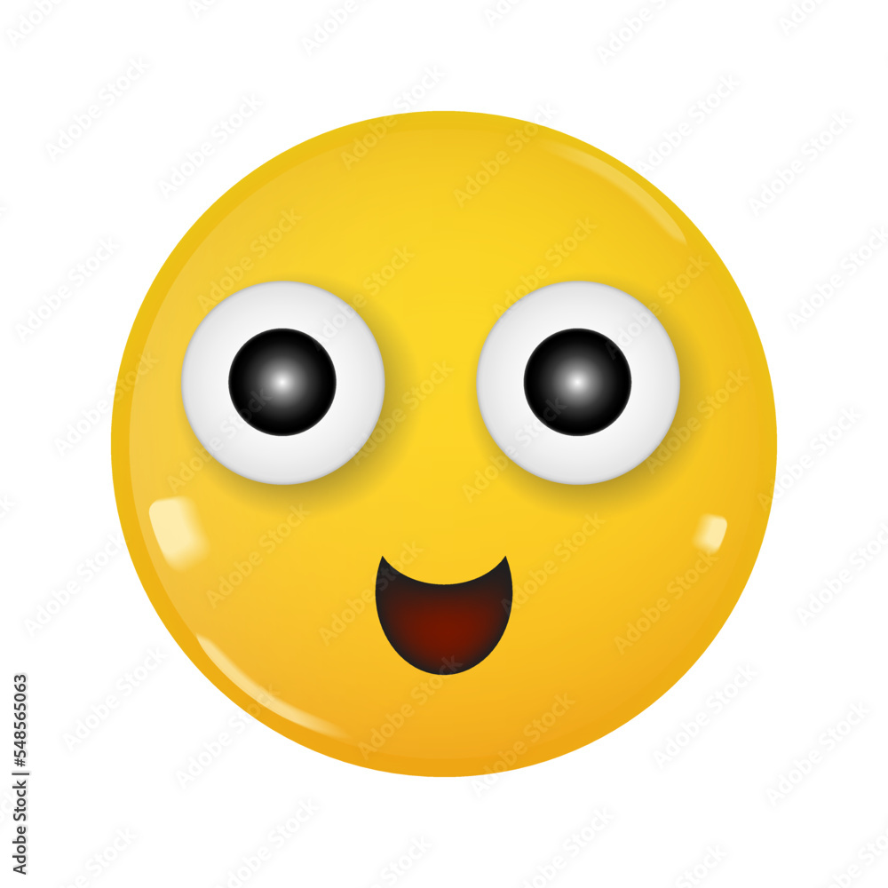 Fototapeta premium Smiling Face. Emoji. Yellow glossy 3d emotion. Smiley happy face