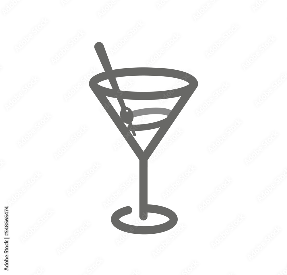 Martini glass icon with olive inside. Martini glass icon with olive inside.