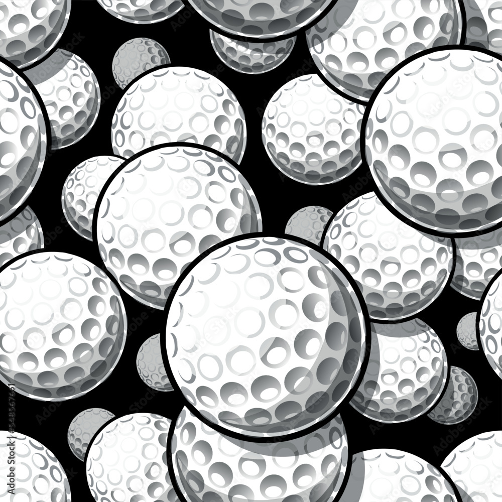 Golf balls seamless pattern vector image. Golf repeating tile background wallpaper texture design. Golf balls seamless pattern vector image. Golf repeating tile background wallpaper texture design.