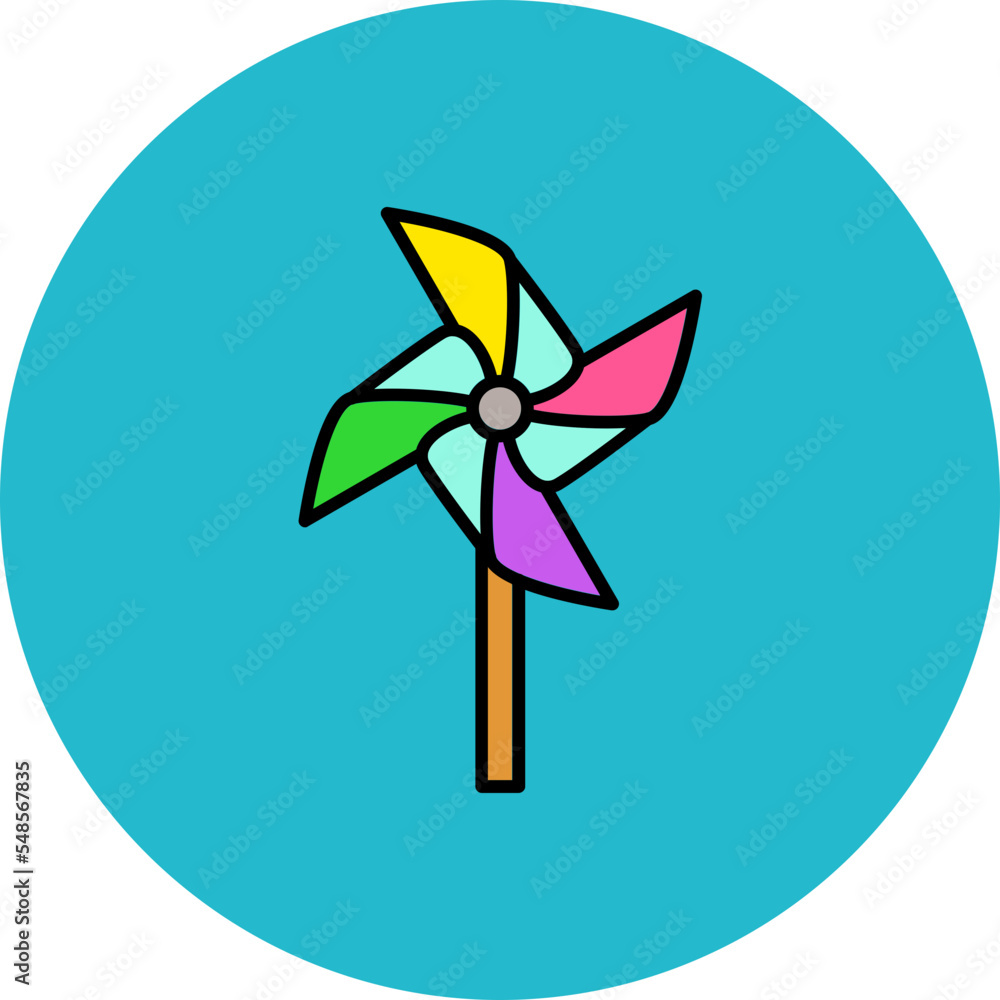 Pinwheel Multicolor Circle Filled Line Icon Pinwheel Multicolor Circle Filled Line Icon