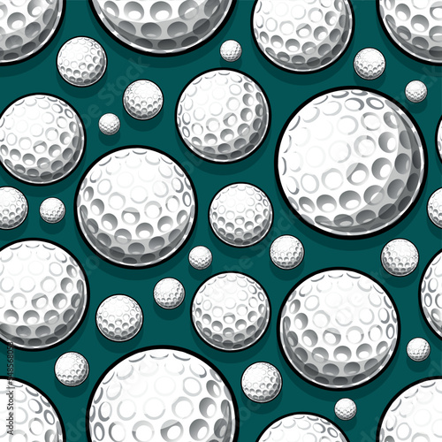 Golf balls seamless pattern vector art image. Golf balls continuous background wallpaper texture design.