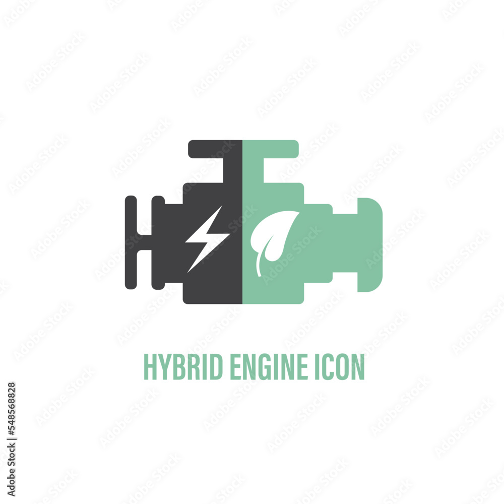 Hybrid car vector, electric motor. renewable energy.
