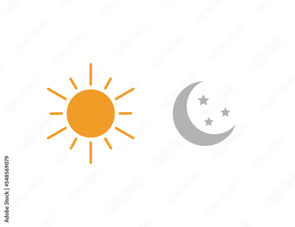 Fototapeta premium Sun and moon icon. Vector illustration.