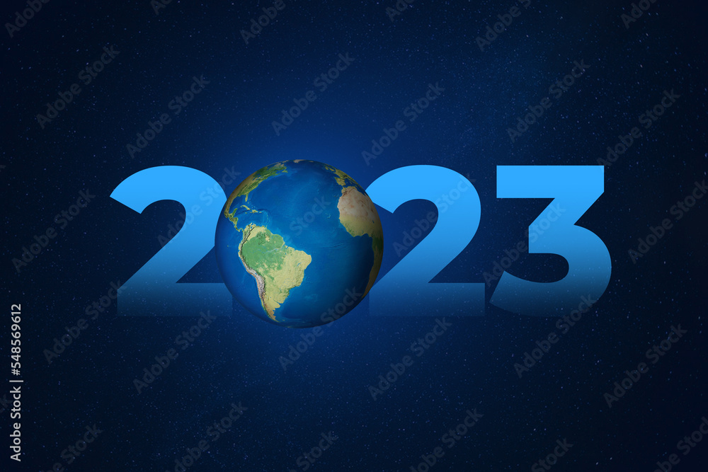 New Year 2023. Green recycling and save our planet and earth environment. World water day 2023. Earth day 2023 3d concept. New Year 2023. Green recycling and save our planet and earth environment. World water day 2023. Earth day 2023 3d concept.