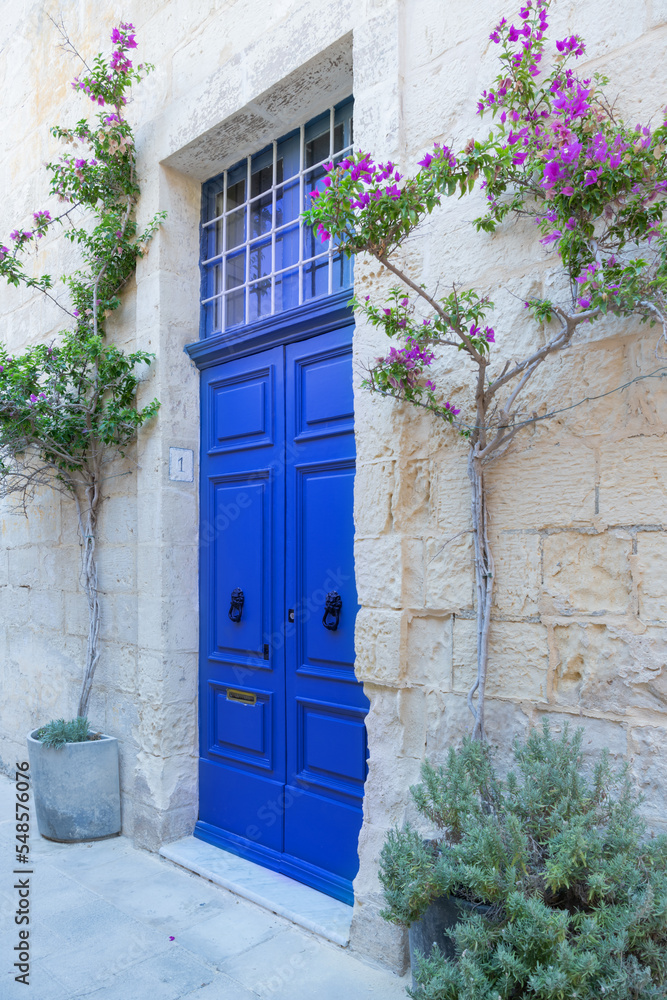 Malta Characteristic colorful door, little blue old door