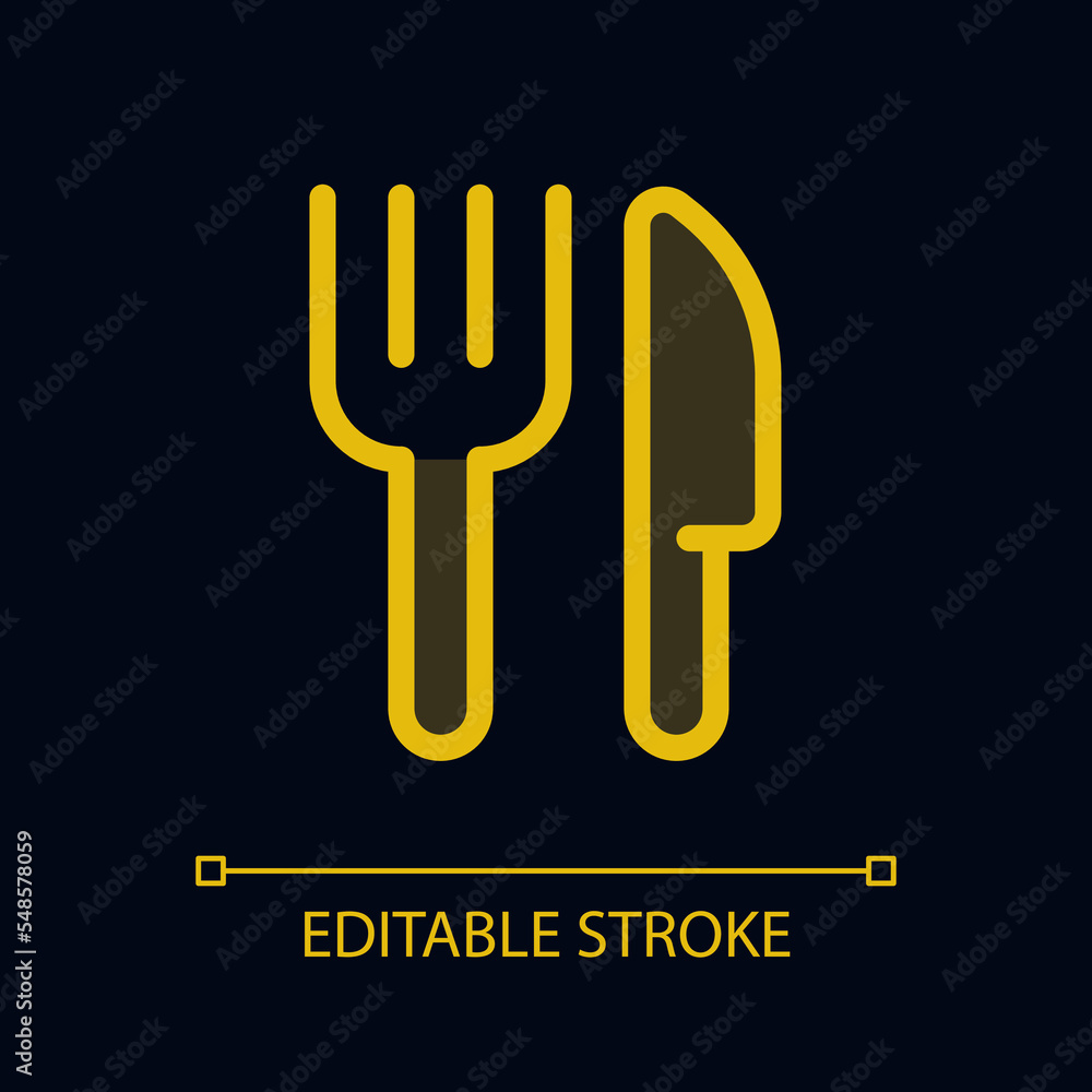 Fork and knife pixel perfect glassmorphism ui icon for dark theme. Utensils. Color filled line element with transparency. Isolated vector pictogram for night mode. Editable stroke. Arial font used Fork and knife pixel perfect glassmorphism ui icon for dark theme. Utensils. Color filled line element with transparency. Isolated vector pictogram for night mode. Editable stroke. Arial font used