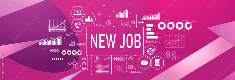 New job theme on a geometric pattern background New job theme on a geometric pattern background