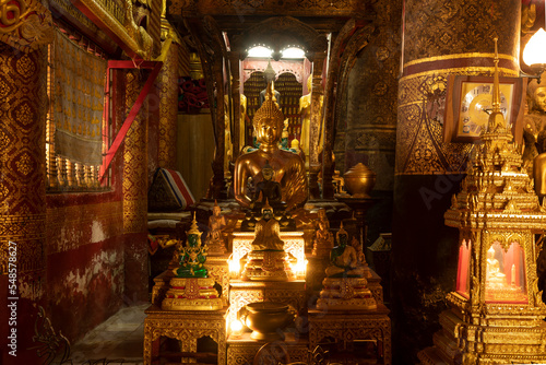 Golden Buddha at the Wat May Buddhist temple, Luang Prabang, Laos