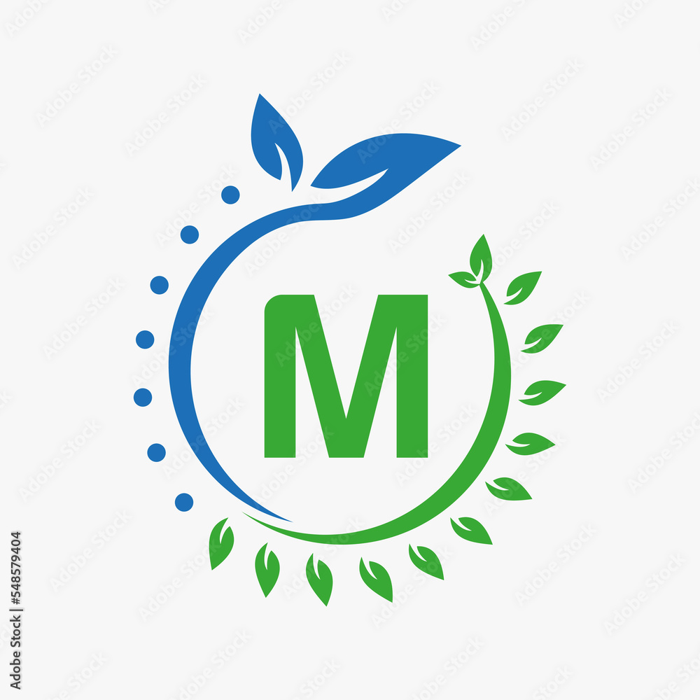 Letter M Healthcare Logo. Doctor Logo Sign, Medical Pharmacy Eco Leaf Symbol Design Letter M Healthcare Logo. Doctor Logo Sign, Medical Pharmacy Eco Leaf Symbol Design