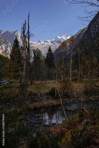 A clear autumn morning in Mello's and Masino's Valley, Lombardy northern Italy Alps