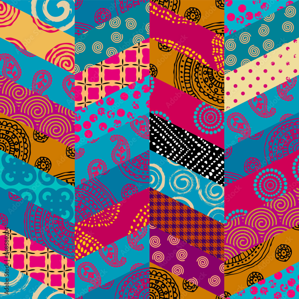 Fototapeta premium Patchwork textile pattern. Seamless quilting design background.
