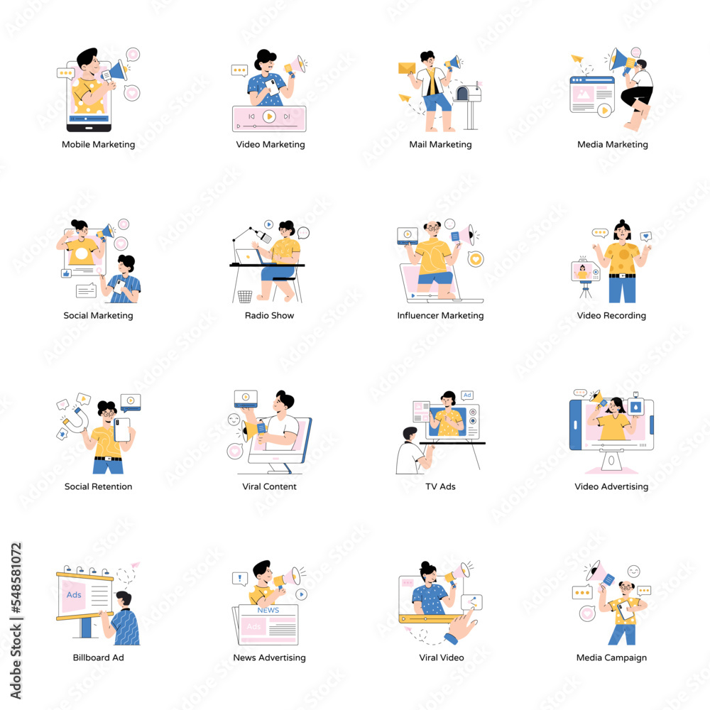 Collection of Marketing Flat Illustrations 

